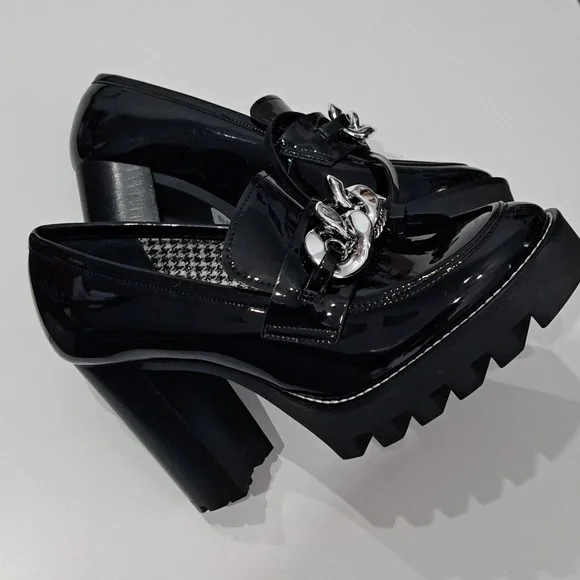 Antonio Melani Palmer Lug Sole Chain Detail Platform Loafer Pumps - Picture 5 of 8